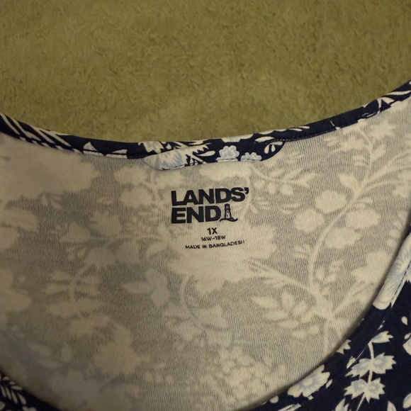 Lands' End Women's Plus Size 100% Cotton Long Sleeve Midcalf Nightgown 1XL/16-18 - Picture 3 of 11